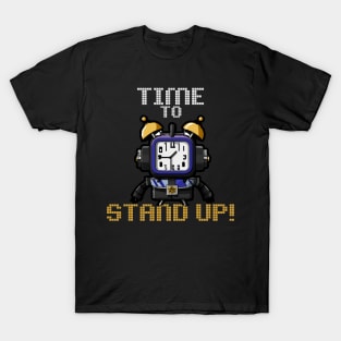 Time To Stand Up, Funny Surreal Steampunk Alarm Clock Robot T-Shirt